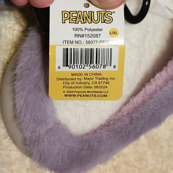 NWT ~ Snoopy (L/XL) Sherpa Fleece Lined Plush Scuff Slippers - Picture 6 of 6